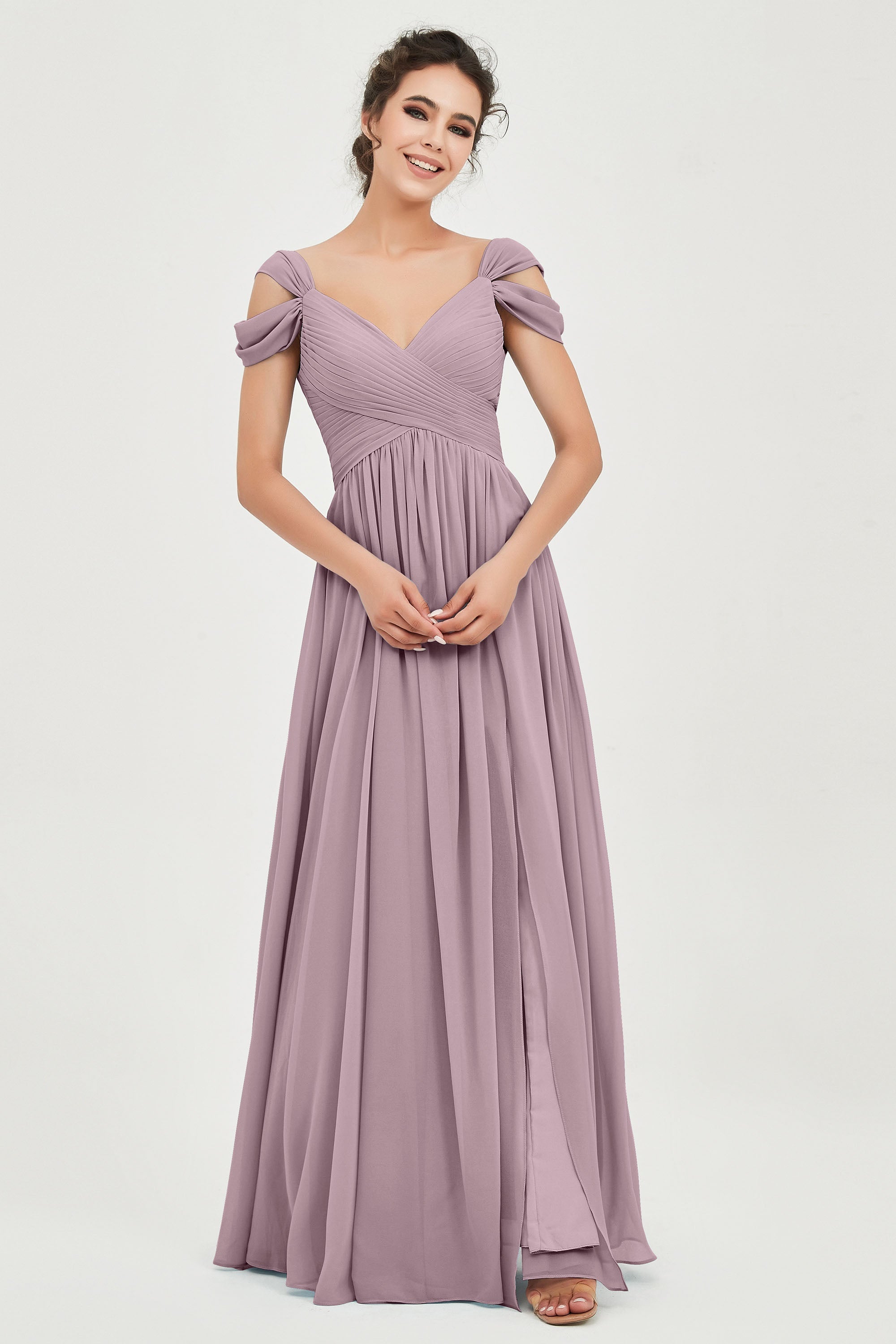 Empire Off the Shoulder Chiffon Women's Wedding Party Dress Bridesmaid Evening Dresses Gowns