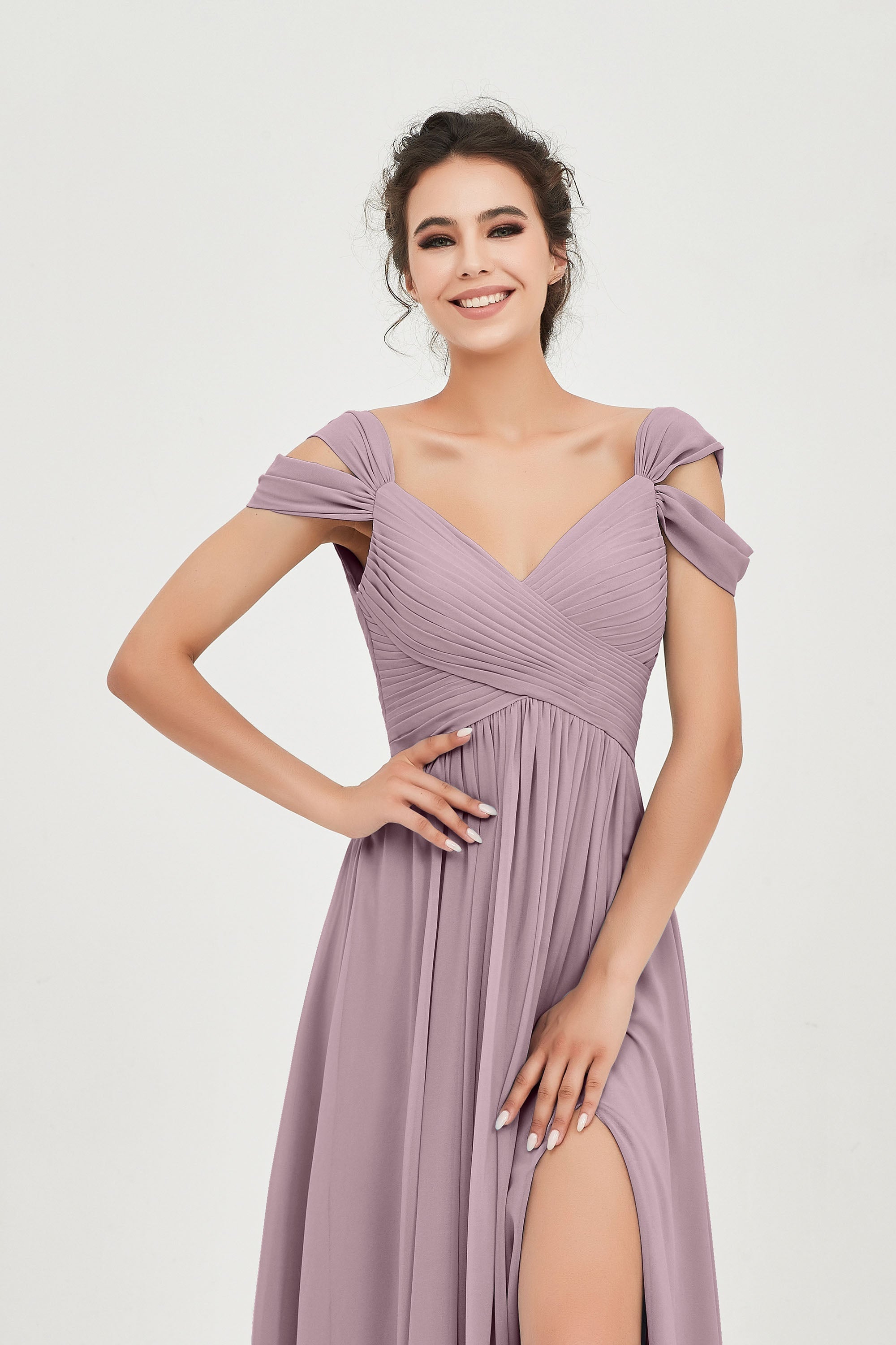 Empire Off the Shoulder Chiffon Women's Wedding Party Dress Bridesmaid Evening Dresses Gowns