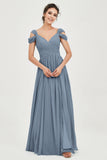 Empire Off the Shoulder Chiffon Women's Wedding Party Dress Bridesmaid Evening Dresses Gowns