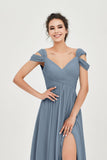 Empire Off the Shoulder Chiffon Women's Wedding Party Dress Bridesmaid Evening Dresses Gowns