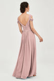 Empire Off the Shoulder Chiffon Women's Wedding Party Dress Bridesmaid Evening Dresses Gowns