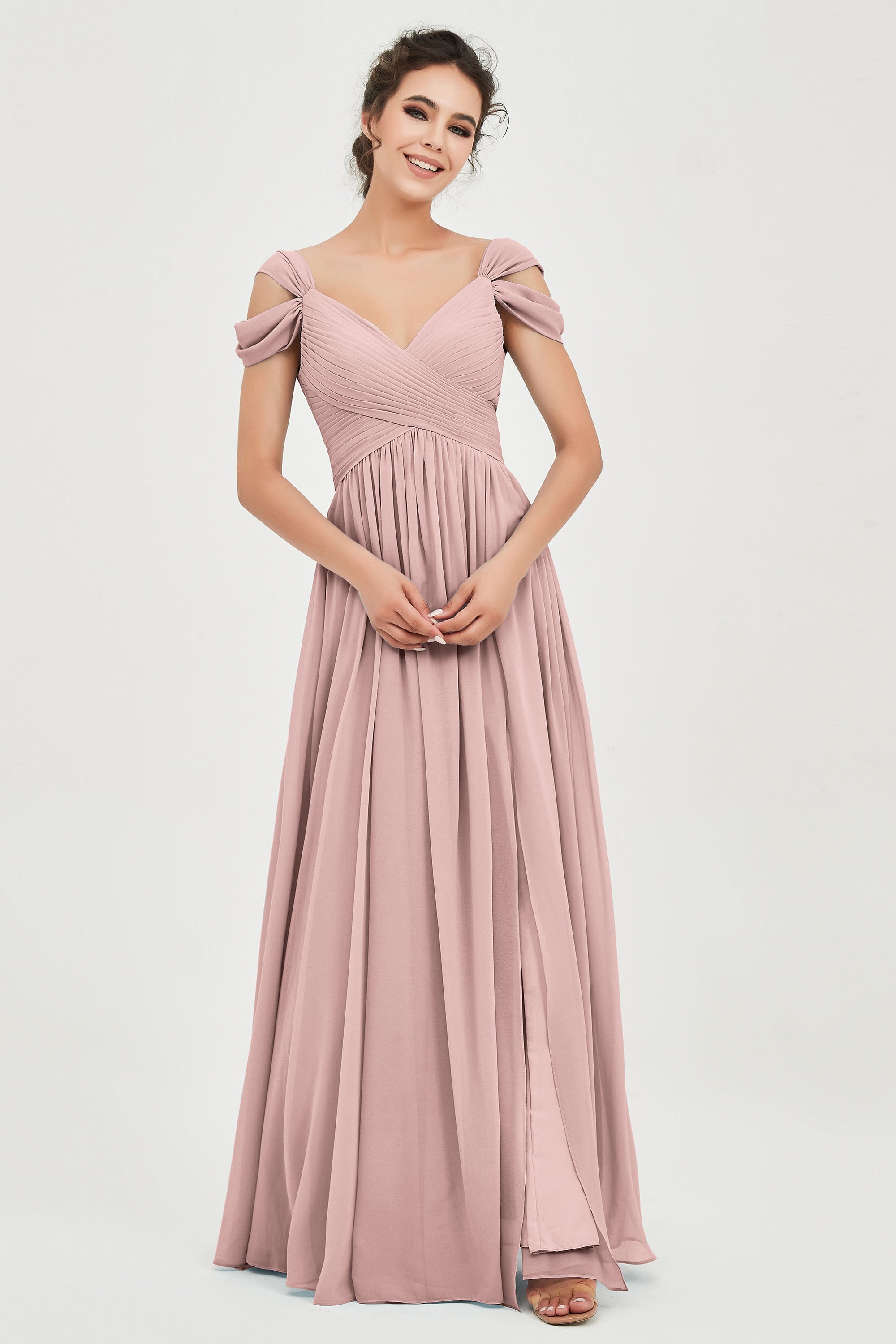 Empire Off the Shoulder Chiffon Women's Wedding Party Dress Bridesmaid Evening Dresses Gowns