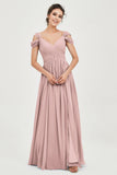 Empire Off the Shoulder Chiffon Women's Wedding Party Dress Bridesmaid Evening Dresses Gowns
