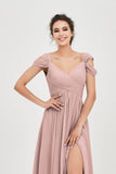 Empire Off the Shoulder Chiffon Women's Wedding Party Dress Bridesmaid Evening Dresses Gowns