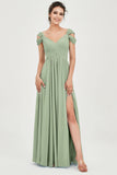 Empire Off the Shoulder Chiffon Women's Wedding Party Dress Bridesmaid Evening Dresses Gowns