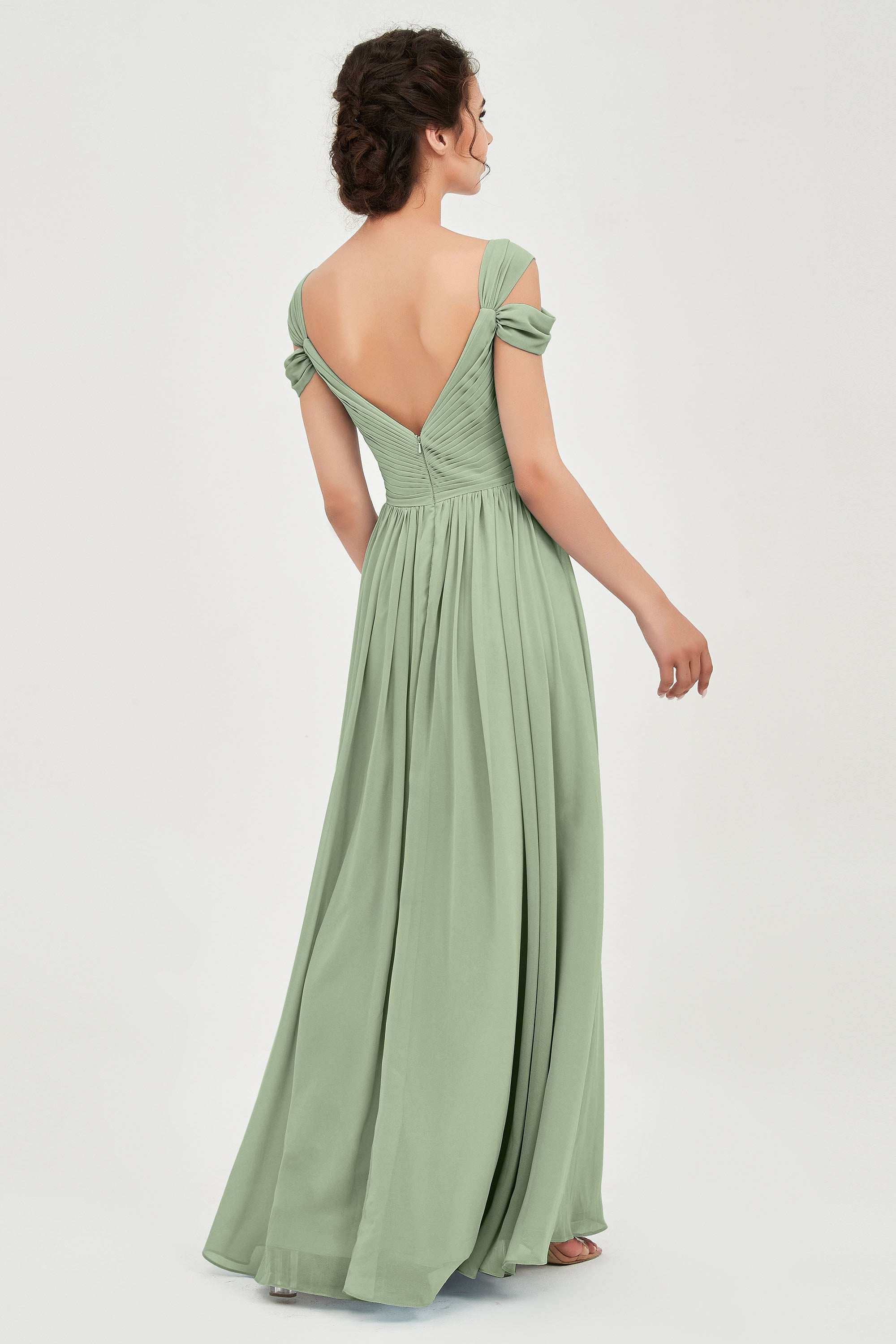 Empire Off the Shoulder Chiffon Women's Wedding Party Dress Bridesmaid Evening Dresses Gowns