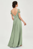 Empire Off the Shoulder Chiffon Women's Wedding Party Dress Bridesmaid Evening Dresses Gowns