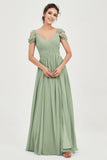 Empire Off the Shoulder Chiffon Women's Wedding Party Dress Bridesmaid Evening Dresses Gowns
