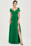 Empire Off the Shoulder Chiffon Women's Wedding Party Dress Bridesmaid Evening Dresses Gowns