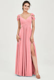Empire Off the Shoulder Chiffon Women's Wedding Party Dress Bridesmaid Evening Dresses Gowns