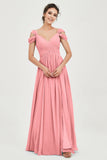 Empire Off the Shoulder Chiffon Women's Wedding Party Dress Bridesmaid Evening Dresses Gowns