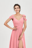Empire Off the Shoulder Chiffon Women's Wedding Party Dress Bridesmaid Evening Dresses Gowns