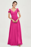 Empire Off the Shoulder Chiffon Women's Wedding Party Dress Bridesmaid Evening Dresses Gowns