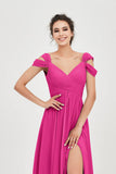 Empire Off the Shoulder Chiffon Women's Wedding Party Dress Bridesmaid Evening Dresses Gowns