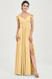 Empire Off the Shoulder Chiffon Women's Wedding Party Dress Bridesmaid Evening Dresses Gowns