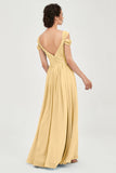 Empire Off the Shoulder Chiffon Women's Wedding Party Dress Bridesmaid Evening Dresses Gowns