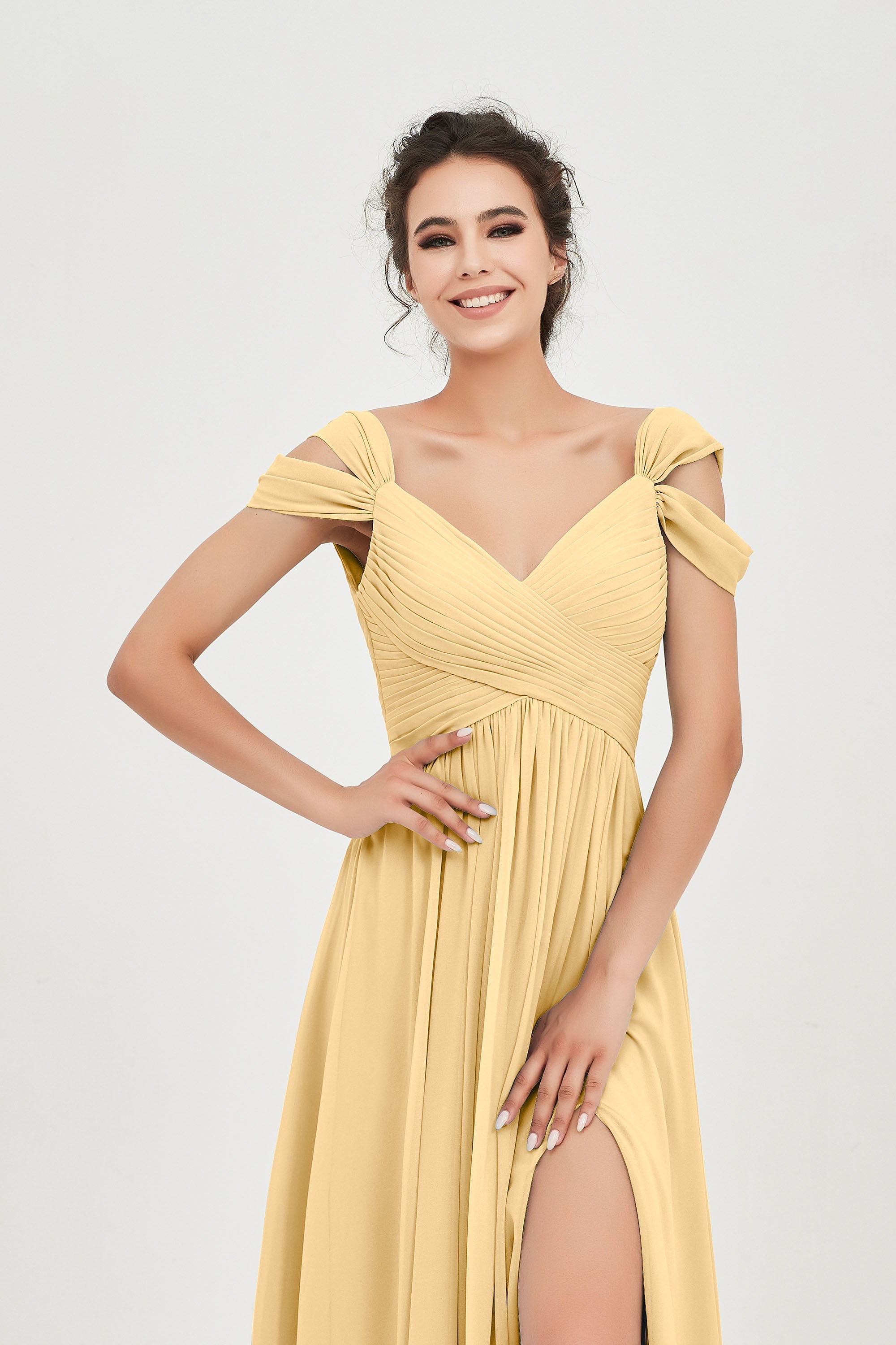 Empire Off the Shoulder Chiffon Women's Wedding Party Dress Bridesmaid Evening Dresses Gowns