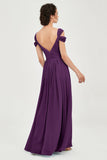Empire Off the Shoulder Chiffon Women's Wedding Party Dress Bridesmaid Evening Dresses Gowns