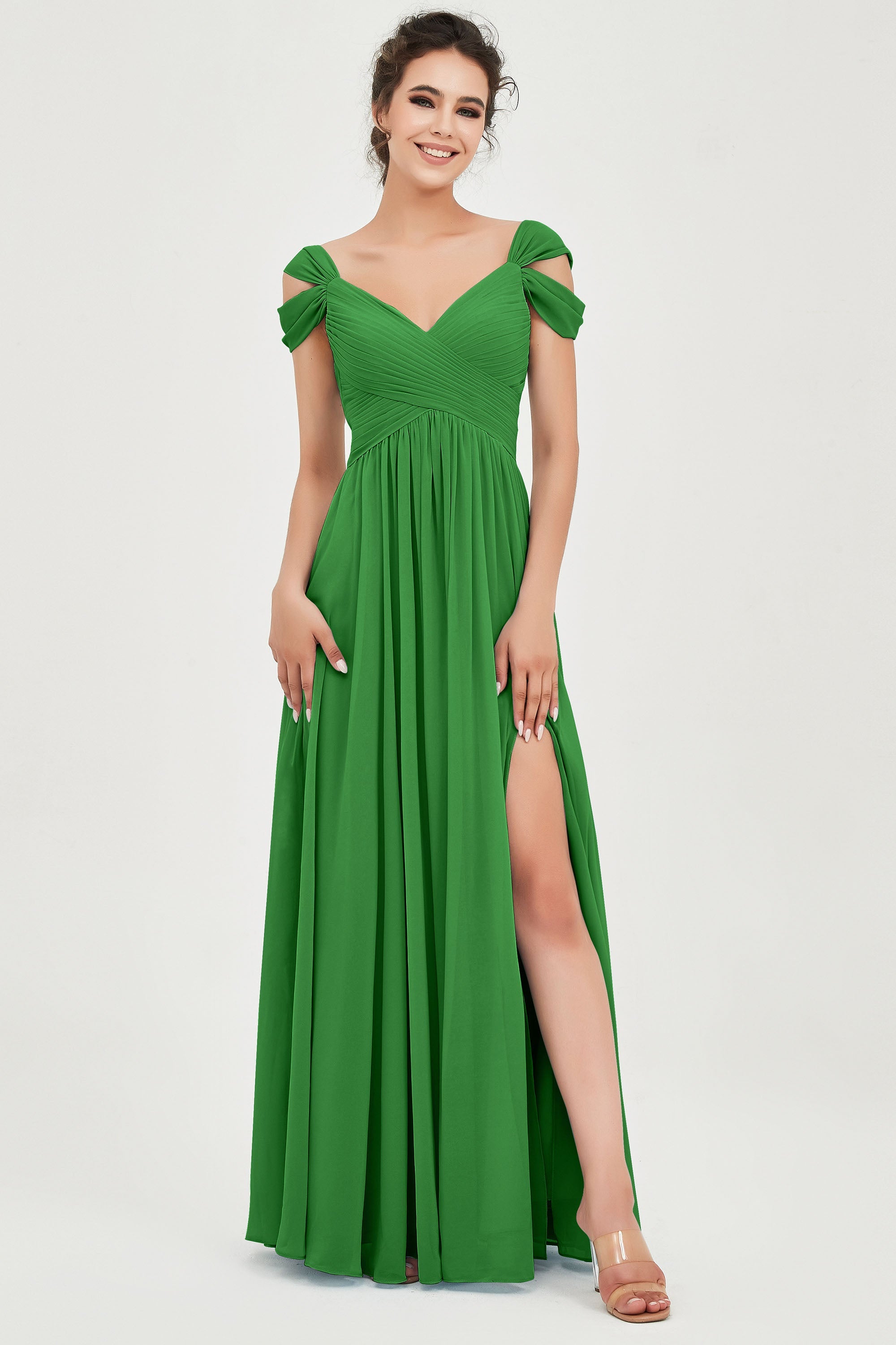 Empire Off the Shoulder Chiffon Women's Wedding Party Dress Bridesmaid Evening Dresses Gowns