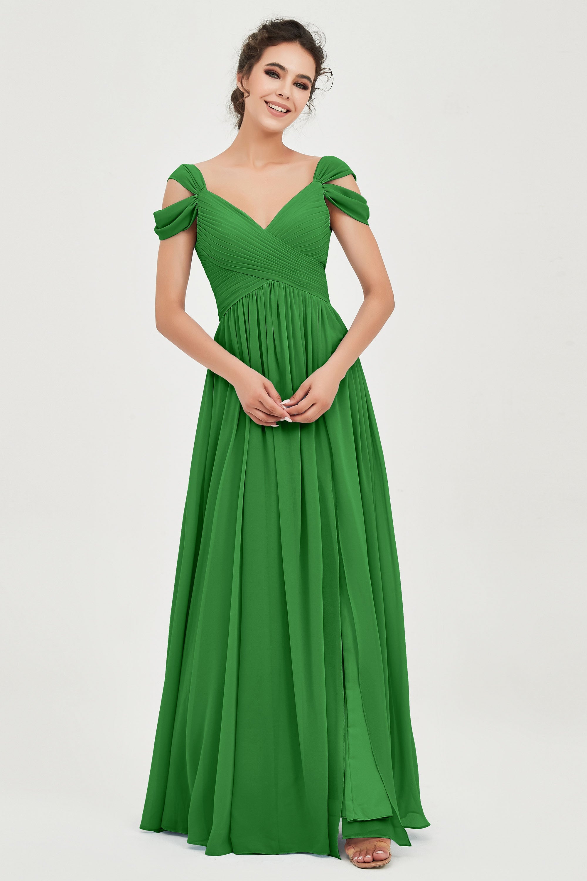 Empire Off the Shoulder Chiffon Women's Wedding Party Dress Bridesmaid Evening Dresses Gowns