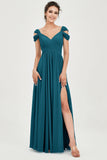 Empire Off the Shoulder Chiffon Women's Wedding Party Dress Bridesmaid Evening Dresses Gowns