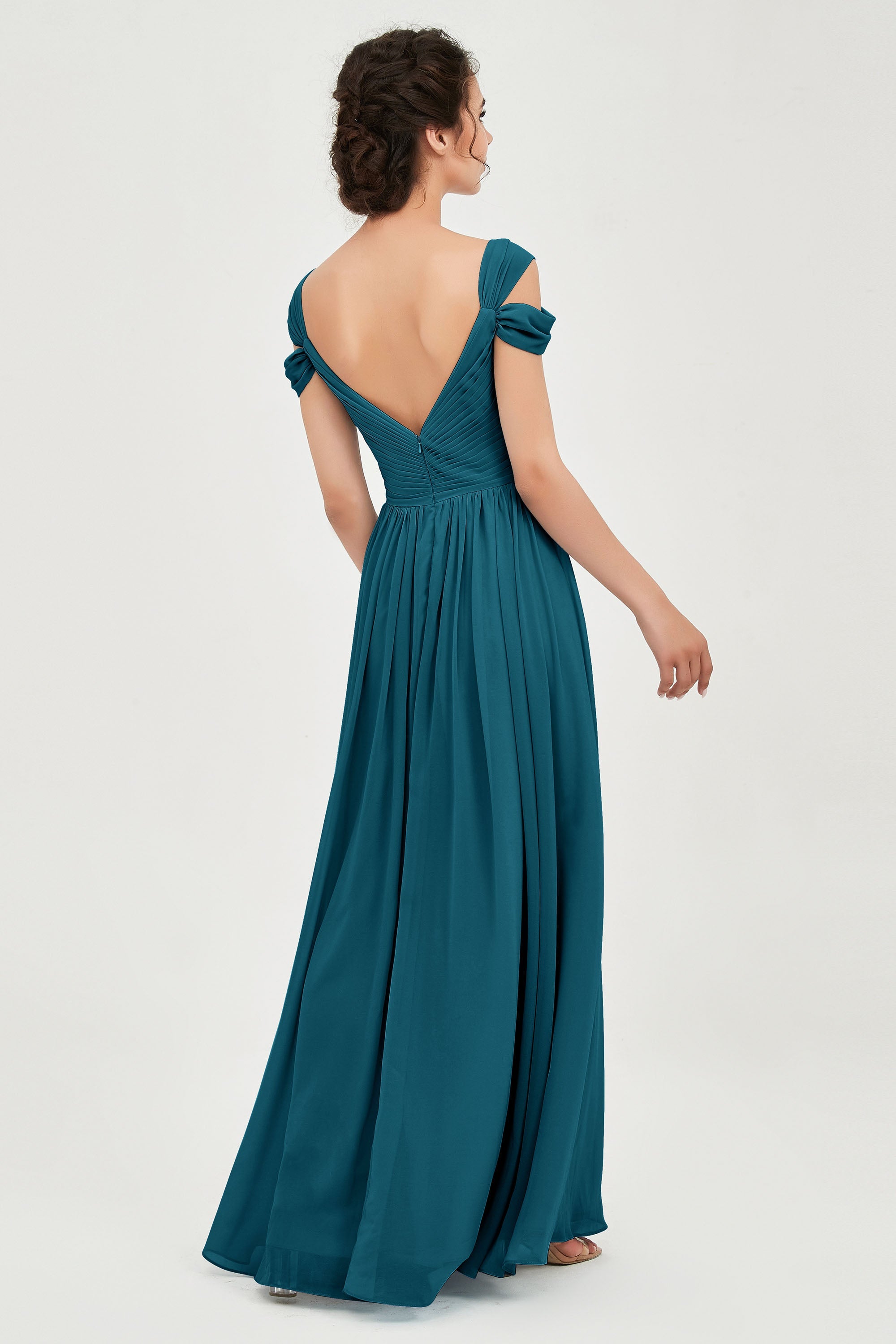 Empire Off the Shoulder Chiffon Women's Wedding Party Dress Bridesmaid Evening Dresses Gowns