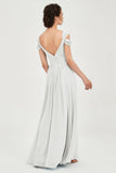 Empire Off the Shoulder Chiffon Women's Wedding Party Dress Bridesmaid Evening Dresses Gowns