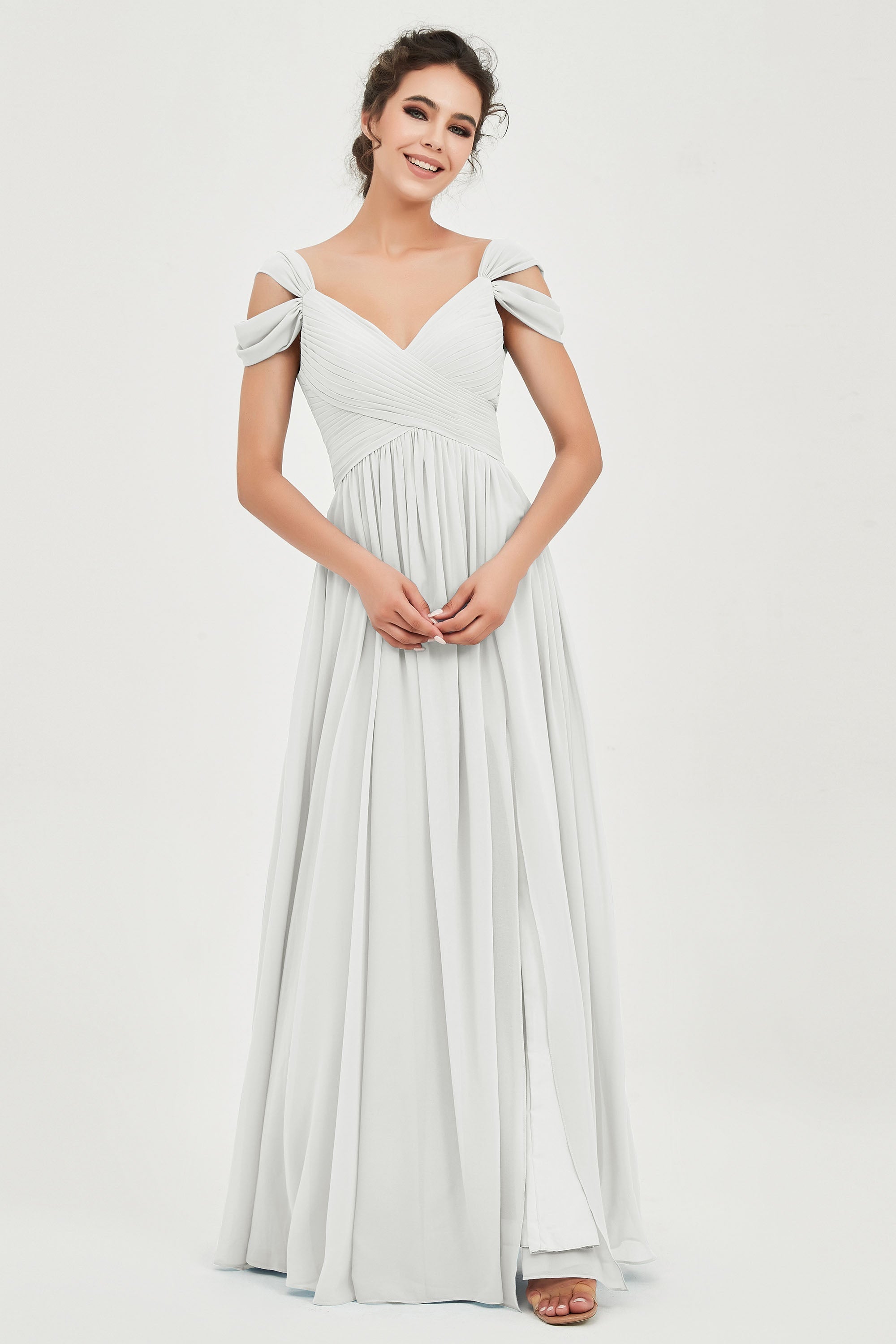 Empire Off the Shoulder Chiffon Women's Wedding Party Dress Bridesmaid Evening Dresses Gowns