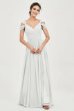 Empire Off the Shoulder Chiffon Women's Wedding Party Dress Bridesmaid Evening Dresses Gowns