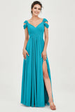 Empire Off the Shoulder Chiffon Women's Wedding Party Dress Bridesmaid Evening Dresses Gowns