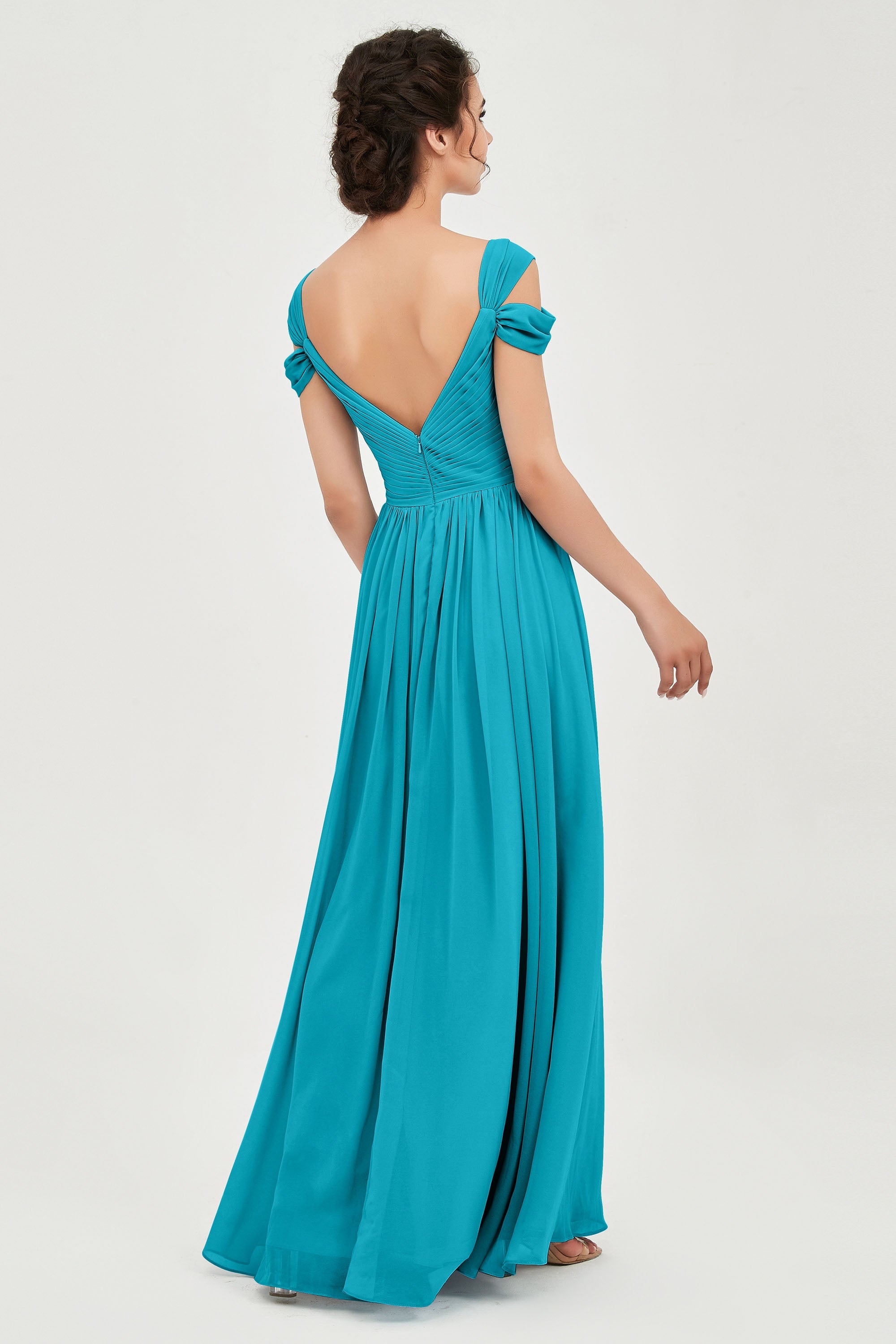 Empire Off the Shoulder Chiffon Women's Wedding Party Dress Bridesmaid Evening Dresses Gowns