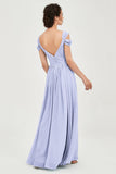 Empire Off the Shoulder Chiffon Women's Wedding Party Dress Bridesmaid Evening Dresses Gowns