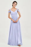 Empire Off the Shoulder Chiffon Women's Wedding Party Dress Bridesmaid Evening Dresses Gowns