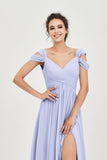 Empire Off the Shoulder Chiffon Women's Wedding Party Dress Bridesmaid Evening Dresses Gowns