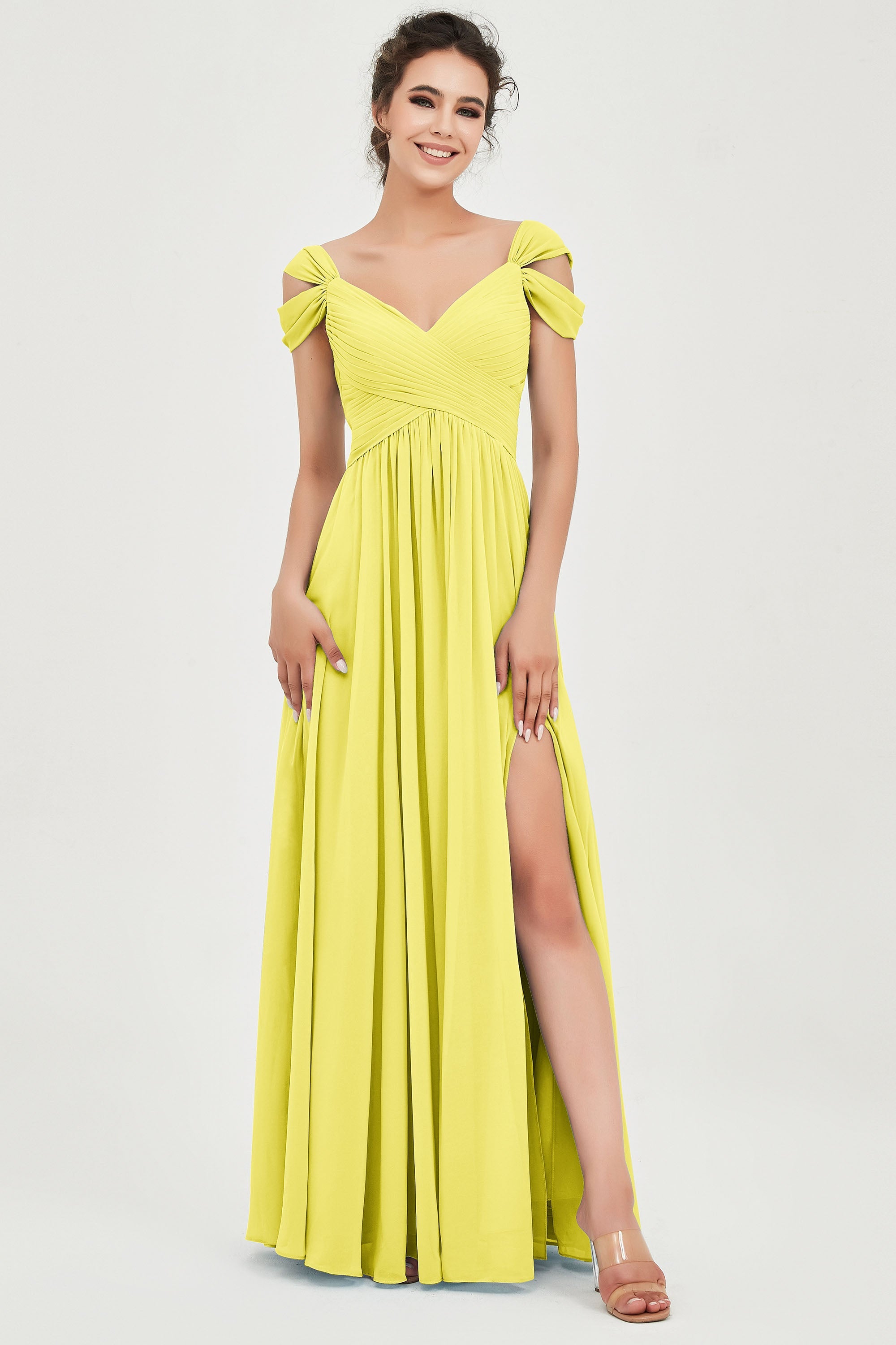 Empire Off the Shoulder Chiffon Women's Wedding Party Dress Bridesmaid Evening Dresses Gowns
