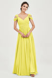 Empire Off the Shoulder Chiffon Women's Wedding Party Dress Bridesmaid Evening Dresses Gowns
