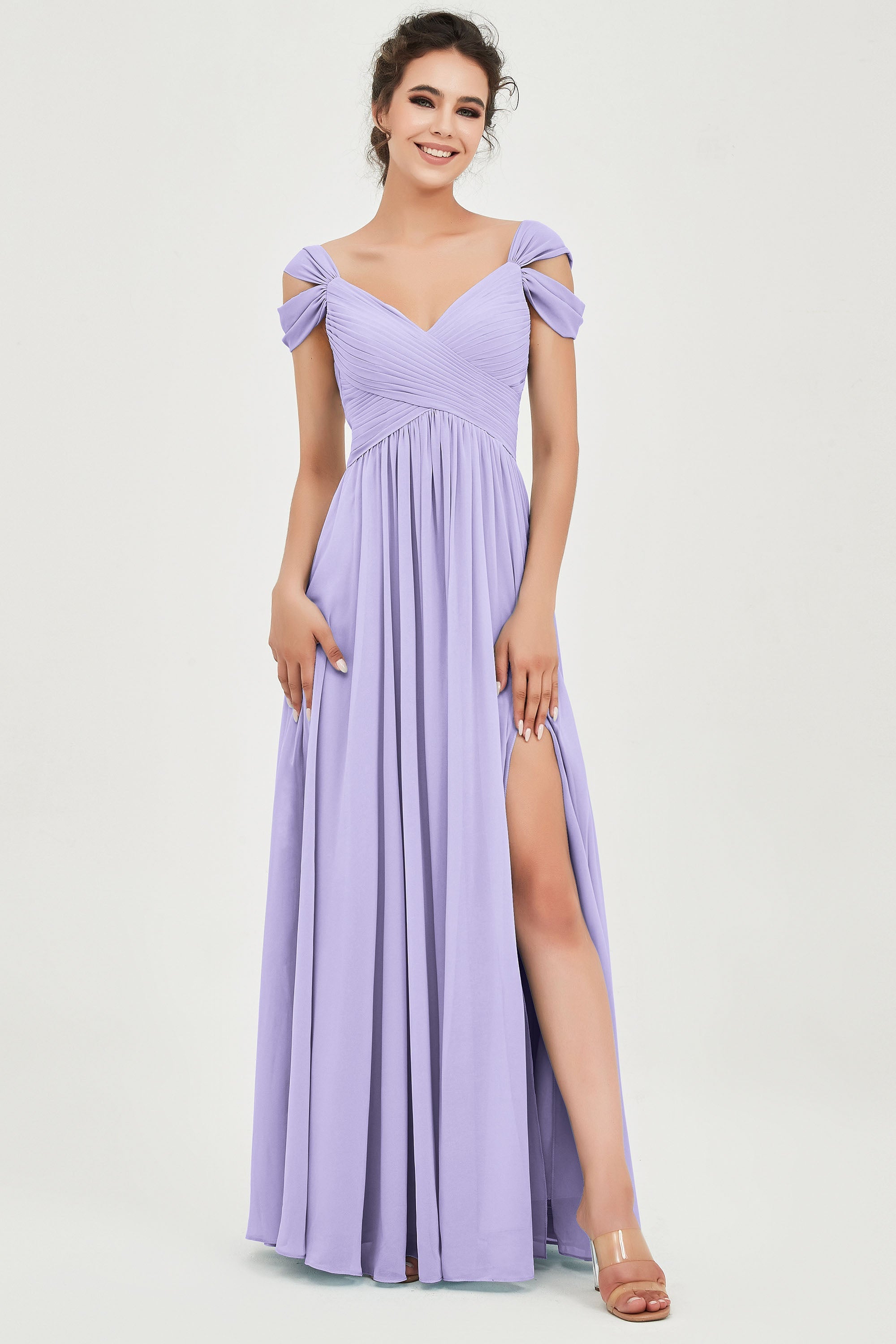 Empire Off the Shoulder Chiffon Women's Wedding Party Dress Bridesmaid Evening Dresses Gowns