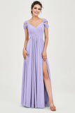 Empire Off the Shoulder Chiffon Women's Wedding Party Dress Bridesmaid Evening Dresses Gowns