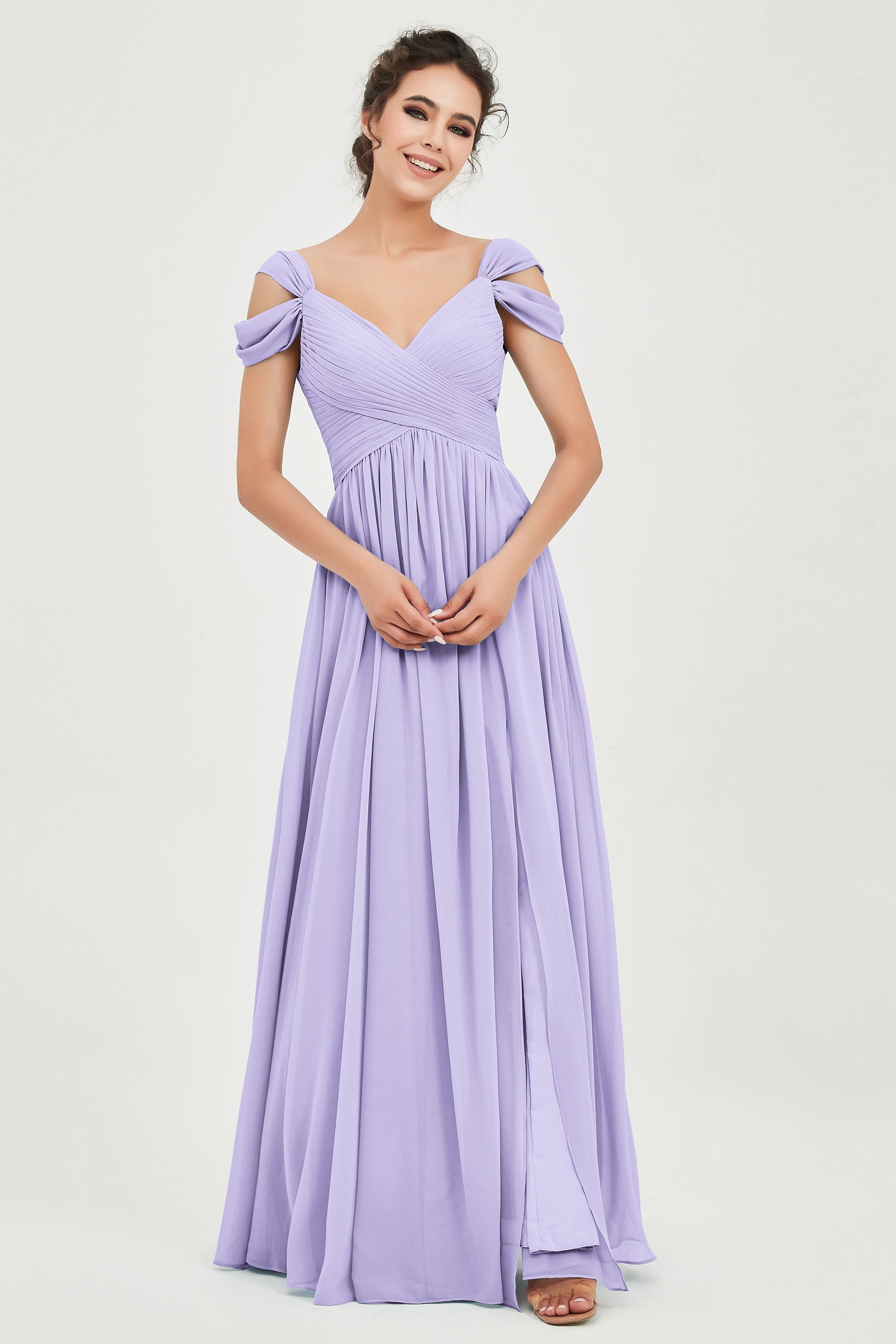 Empire Off the Shoulder Chiffon Women's Wedding Party Dress Bridesmaid Evening Dresses Gowns