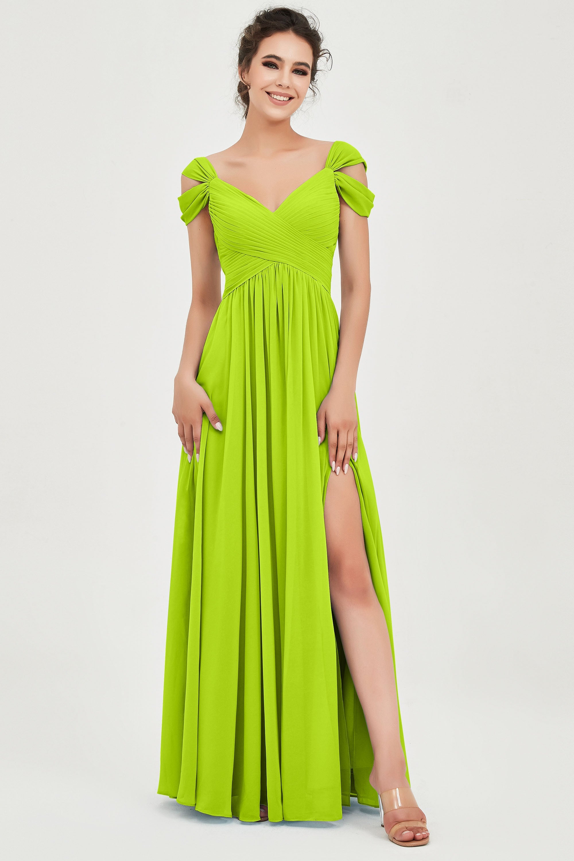 Empire Off the Shoulder Chiffon Women's Wedding Party Dress Bridesmaid Evening Dresses Gowns