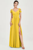 Empire Off the Shoulder Chiffon Women's Wedding Party Dress Bridesmaid Evening Dresses Gowns