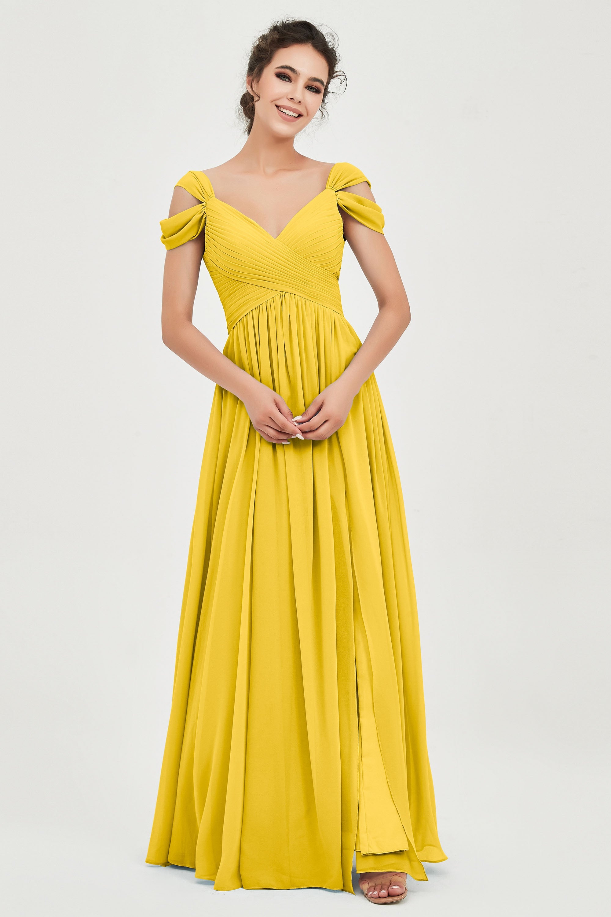 Empire Off the Shoulder Chiffon Women's Wedding Party Dress Bridesmaid Evening Dresses Gowns