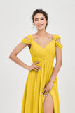 Empire Off the Shoulder Chiffon Women's Wedding Party Dress Bridesmaid Evening Dresses Gowns
