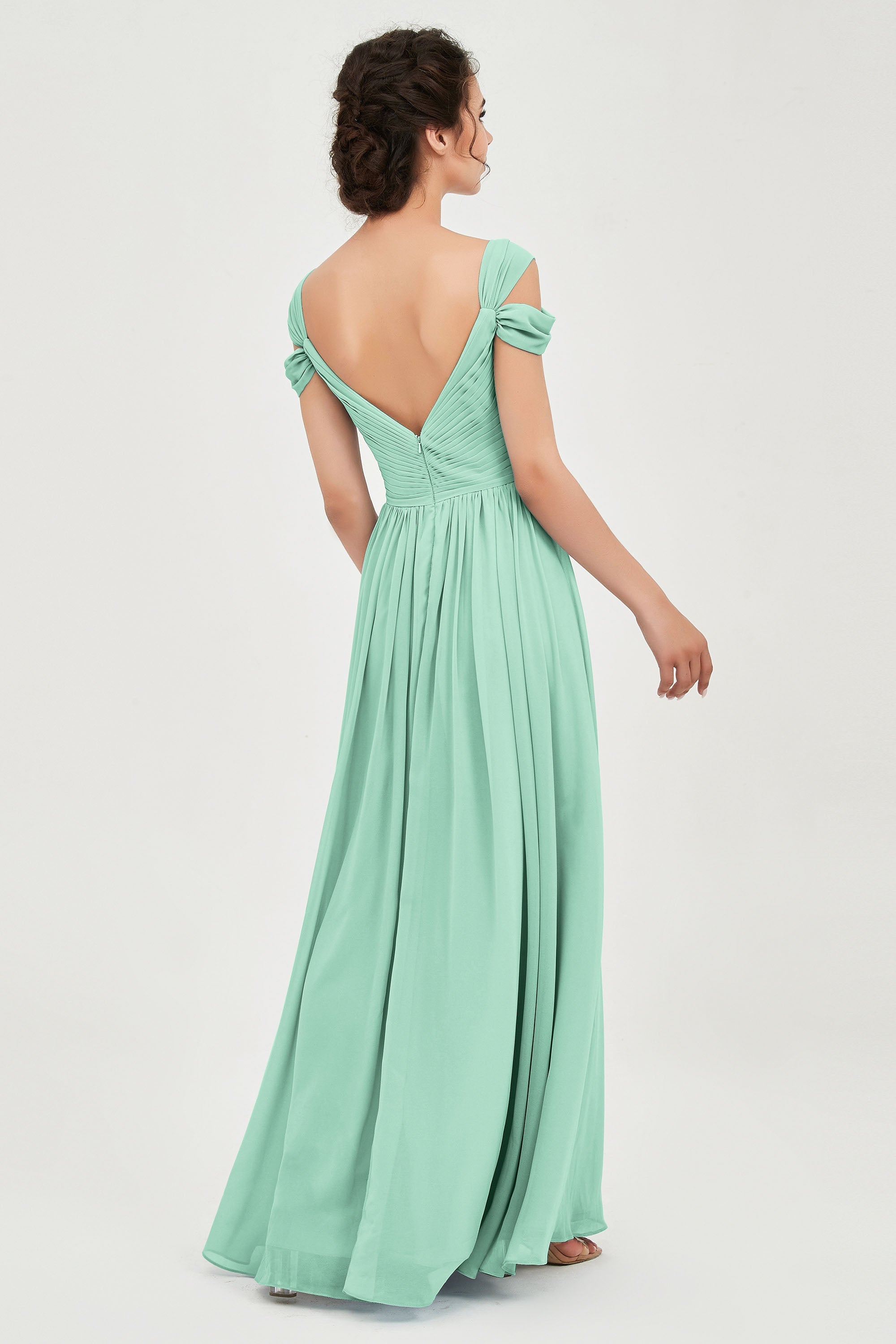Empire Off the Shoulder Chiffon Women's Wedding Party Dress Bridesmaid Evening Dresses Gowns