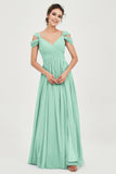 Empire Off the Shoulder Chiffon Women's Wedding Party Dress Bridesmaid Evening Dresses Gowns