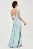 Empire Off the Shoulder Chiffon Women's Wedding Party Dress Bridesmaid Evening Dresses Gowns