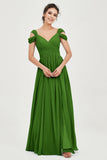 Empire Off the Shoulder Chiffon Women's Wedding Party Dress Bridesmaid Evening Dresses Gowns