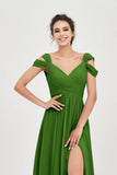 Empire Off the Shoulder Chiffon Women's Wedding Party Dress Bridesmaid Evening Dresses Gowns