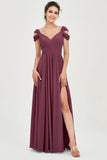 Empire Off the Shoulder Chiffon Women's Wedding Party Dress Bridesmaid Evening Dresses Gowns