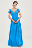 Empire Off the Shoulder Chiffon Women's Wedding Party Dress Bridesmaid Evening Dresses Gowns